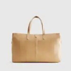 Quince Italian Leather Triple Compartment Weekender in Golden Tan